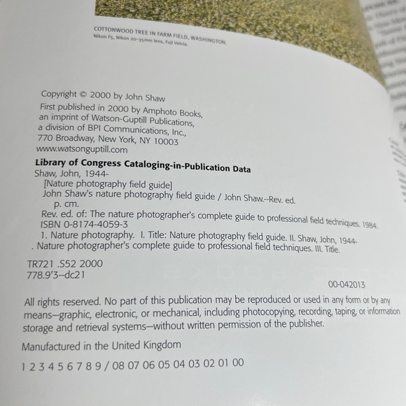 First Edition Softcover “John Shaw's Nature Photography Field Guide” 2000 - Picture 6 of 10